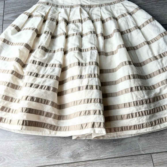 Club Monaco Ivory Tan Striped Pleated Circle Skirt - Picture 5 of 11